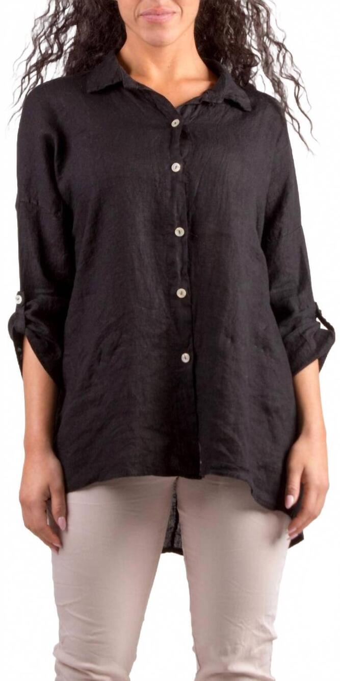 NEW GIGI MODA terina linen shirt in black
